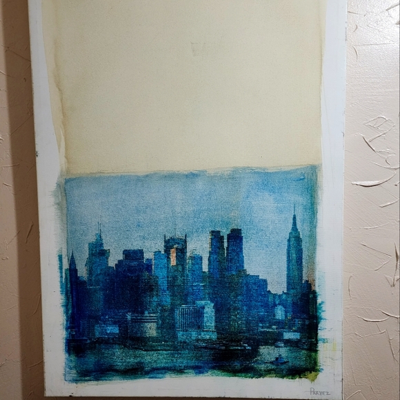 Parvev Taj painting NYC LAKE VIEW 24x36 - Picture 1 of 3